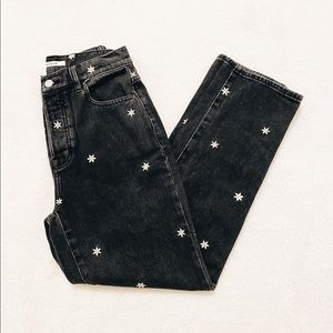 PacSun Black Raining Daisy High Waisted Straight Leg Jeans